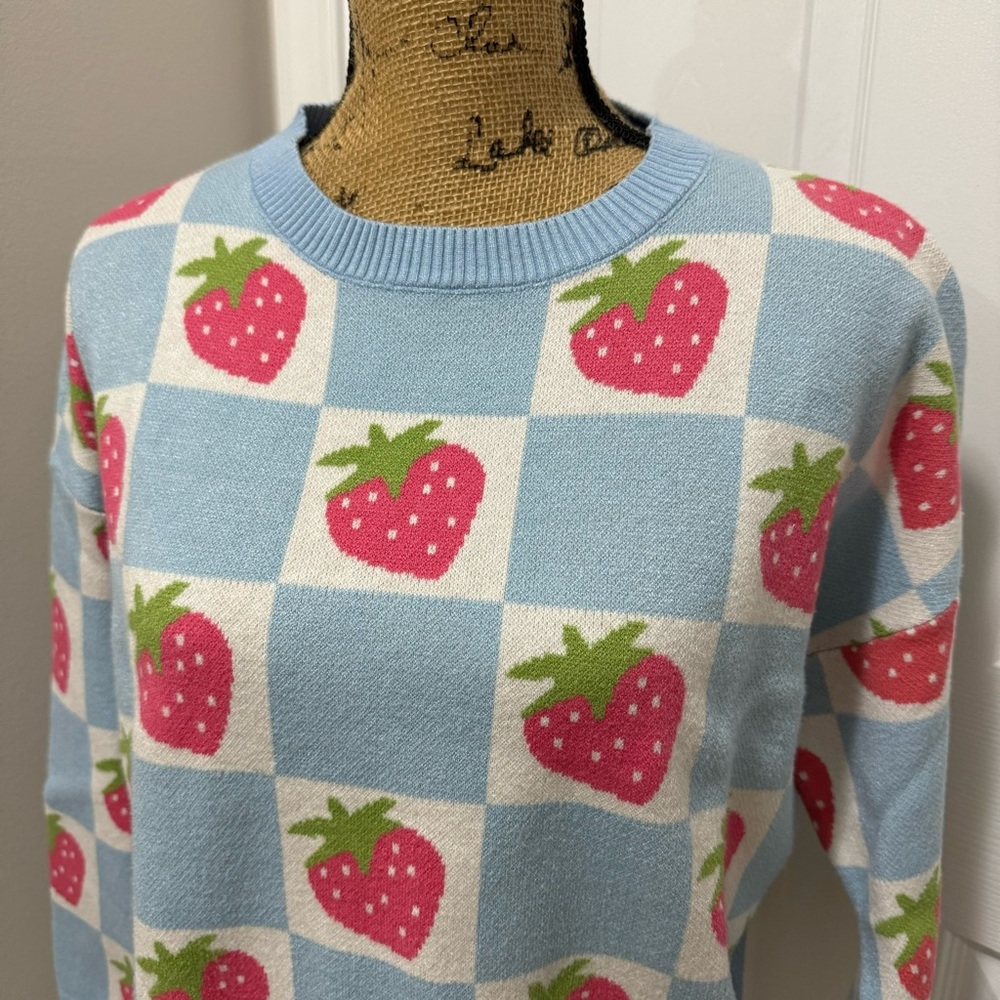 Checkered Strawberry Sweater